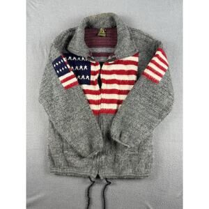 Tejidos Ruminahui Sweater Mens Xtra Large Gra American Flag Wool Full Zip